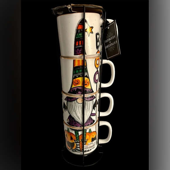 NWT Cobwebs & Caldrons Set of Four Stackable Halloween Mugs - Picture 1 of 3